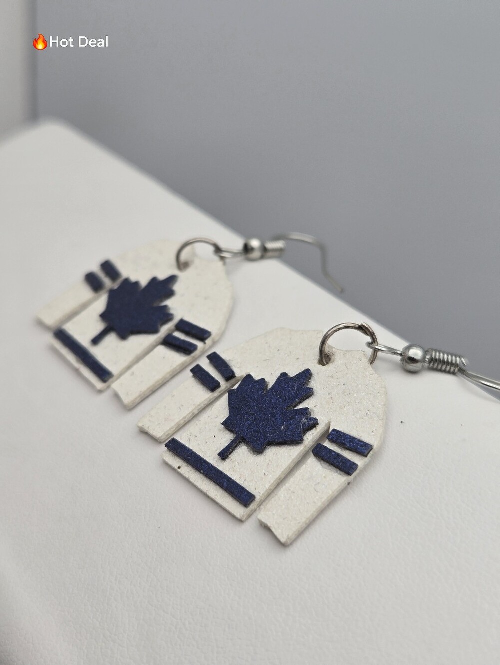 β¨2/$10β¨ Handmade Toronto Maple Leafs Hockey Jersey Clay Dangle Earrings 1.5" - Picture 4 of 5